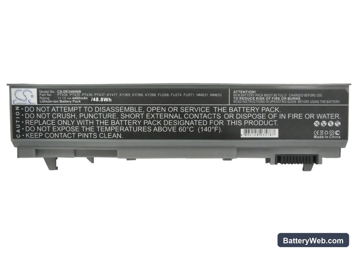 Dell Latitude E6400 Replacement Battery, 11.1V, 4400mAh, Li-ion 5
