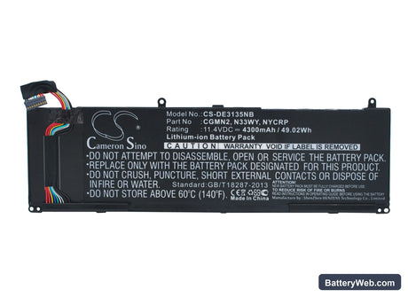 Dell Inspiron 3135 Replacement Battery, 11.4V, 4300mAh, Li-ion 1