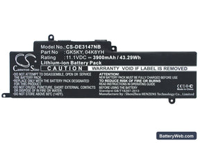 Dell Inspiron 11 3147 Replacement Battery, 11.1V, 3900mAh, Li-Polymer 1