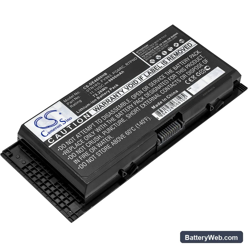 Dell Precision M4600 Replacement Battery, 11.1V, 6600mAh, Li-ion 1