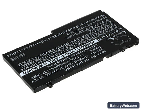Dell Latitude 12 5000 Replacement Battery, 11.1V, 3400mAh, Li-Polymer 2