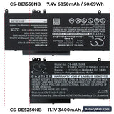 Dell Latitude 12 5000 Replacement Battery, 11.1V, 3400mAh, Li-Polymer 6