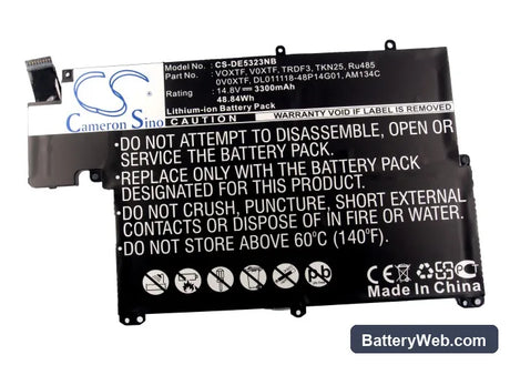 Dell Inspiron 5323 Replacement Battery, 14.8V, 3300mAh, Li-ion 5