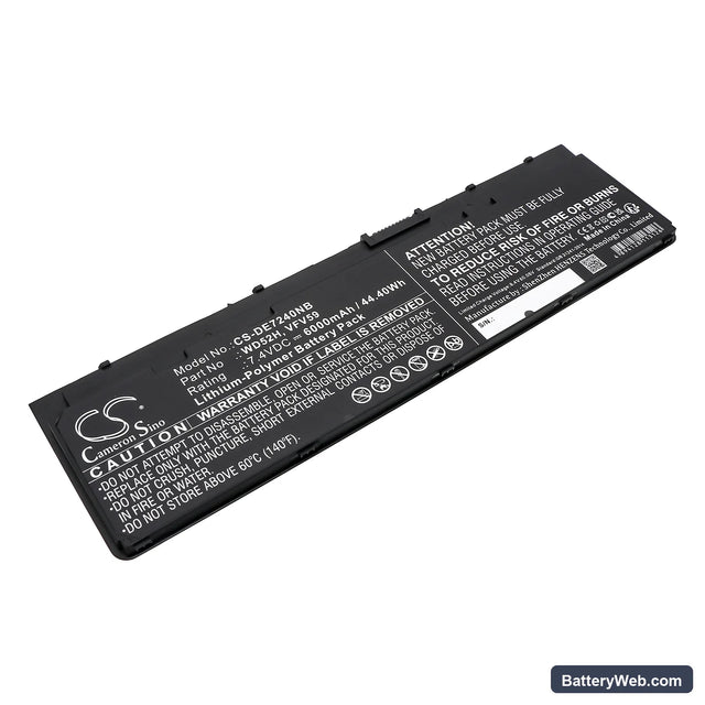 Dell Latitude E7240 Replacement Battery, 7.4V, 6000mAh, Li-Polymer 1