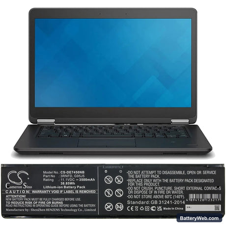 Dell Latitude 14 E7450 Replacement Battery, 11.1V, 3500mAh, Li-ion 5