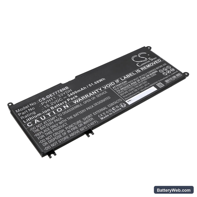 Dell DNCWSCB6106B Replacement Battery, 15.2V, 3400mAh, Li-ion 1