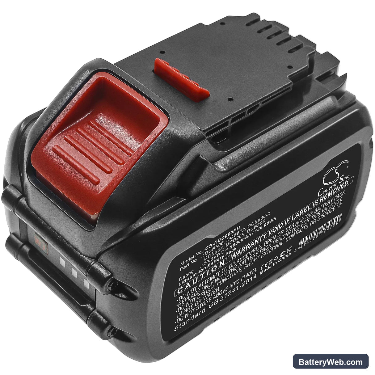 DeWalt 20V MAX Replacement Battery, 20V, 9000mAh, Li-ion 1