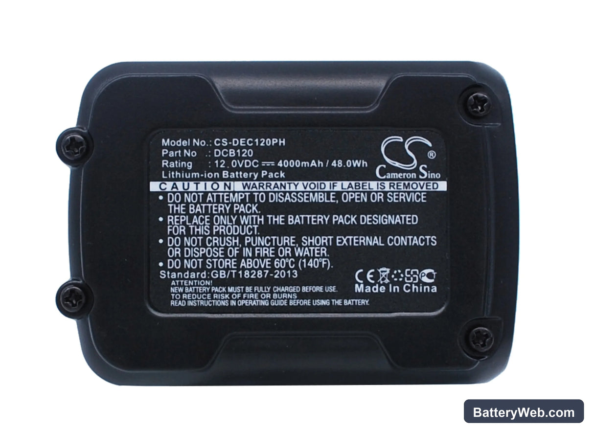 DeWalt 12V MAX Li-ion Replacement Battery, 12V, 4000mAh, Li-ion 1