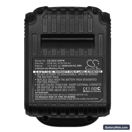 DeWalt XR Li-Ion 14.4V Replacement Battery, 14.4V, 3000mAh, Li-ion 5