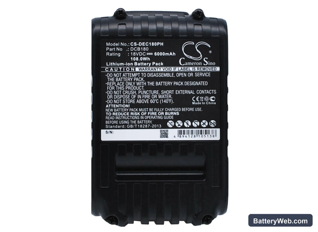 DeWalt XR Li-Ion 18V Replacement Battery, 18V, 6000mAh, Li-ion 1