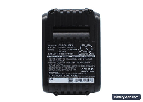 DeWalt DCD740 Replacement Battery, 20V, 2600mAh, Li-ion 1