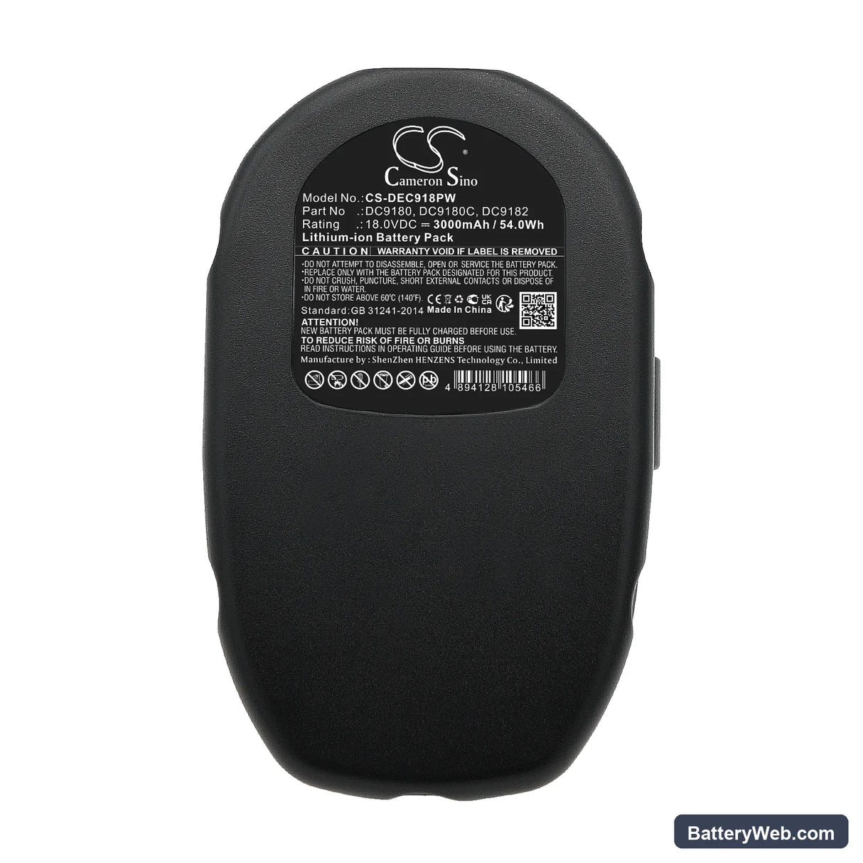 DeWalt DCD925 Replacement Battery, 18V, 3000mAh, Li-ion 5