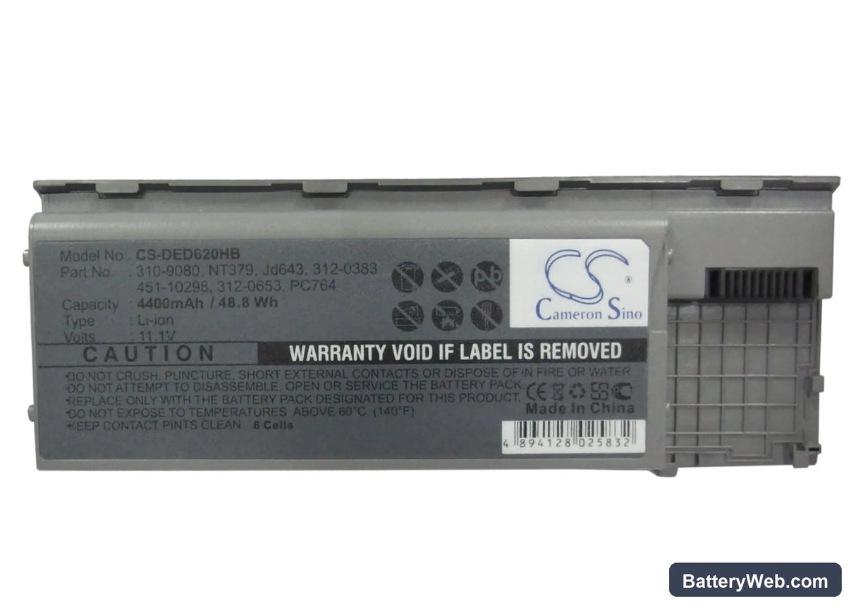 Dell Latitude D620 Replacement Battery, 11.1V, 4400mAh, Li-ion 5