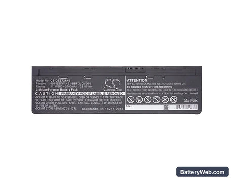 Dell Latitude E7240 Replacement Battery, 11.1V, 2600mAh, Li-Polymer 5