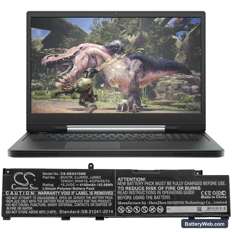 Dell G3 15 3500 GN3500EDFSS Replacement Battery, 15.2V, 4150mAh, Li-Polymer 5