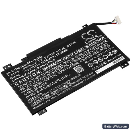 Dell Latitude 10 STE2 Replacement Battery, 15.2V, 1250mAh, Li-Polymer 1
