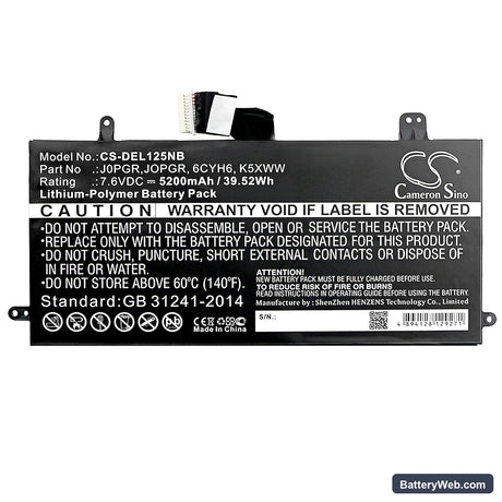 Dell N003L7390-C-D1606FTCN Replacement Battery, 7.6V, 5200mAh, Li-Polymer 3