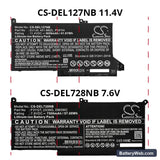 Dell Latitude 12 7000 Replacement Battery, 11.4V, 3650mAh, Li-ion 4