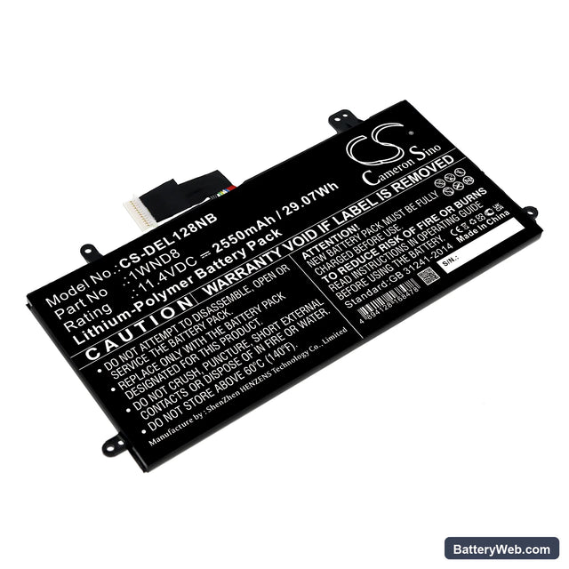 Dell Latitude 12 5285 Replacement Battery, 11.4V, 2550mAh, Li-Polymer 1