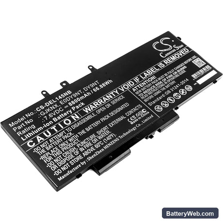 Dell Latitude 14 5491 Replacement Battery, 7.6V, 8800mAh, Li-ion 1