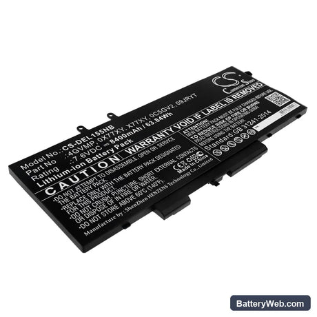 Dell Latitude 14 5400 Replacement Battery, 7.6V, 8400mAh, Li-ion 1