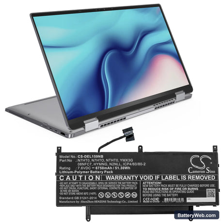 Dell Latitude 15 9510 WPK5N Replacement Battery, 7.6V, 6750mAh, Li-Polymer 5