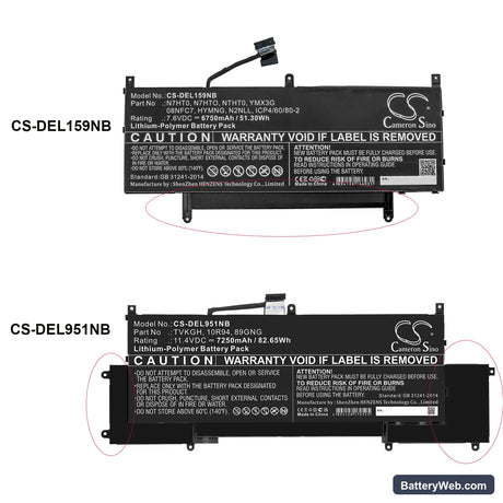 Dell Latitude 15 9510 WPK5N Replacement Battery, 7.6V, 6750mAh, Li-Polymer 6