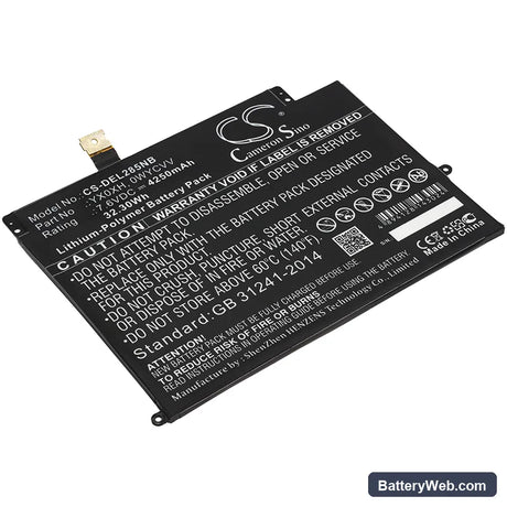 Dell Latitude 7285 Replacement Battery, 7.6V, 4250mAh, Li-Polymer 1