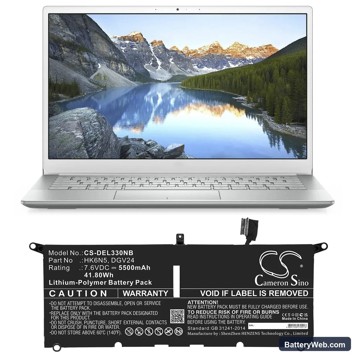 Dell Latitude 3301 Replacement Battery, 7.6V, 5500mAh, Li-Polymer 5