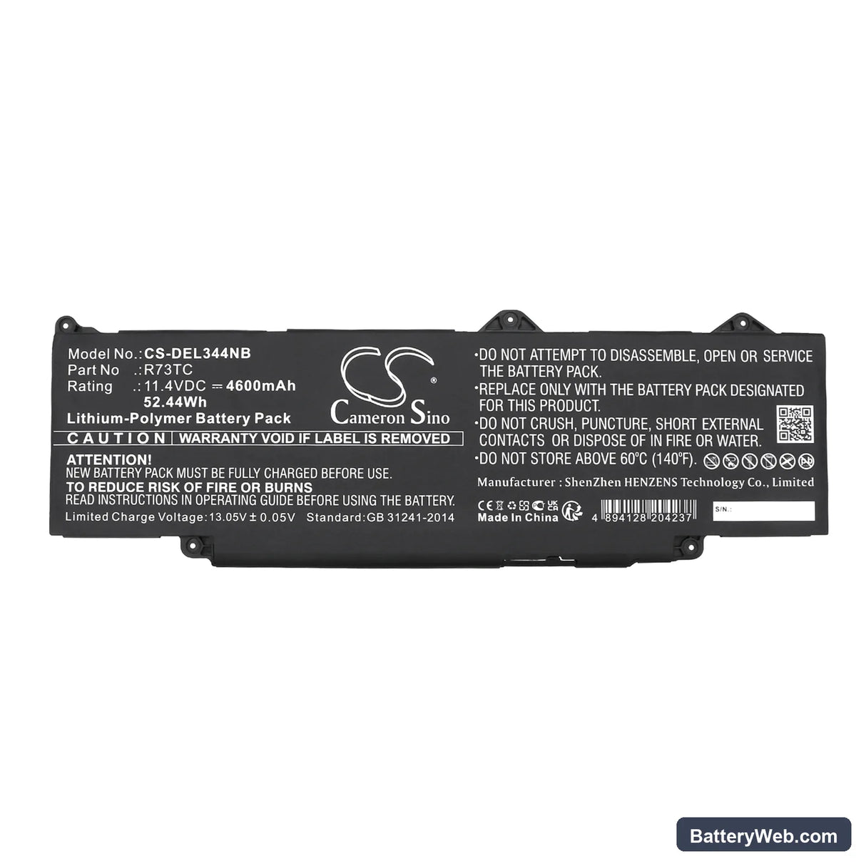 Dell Precision 3480 Replacement Battery, 11.4V, 4600mAh, Li-ion 5