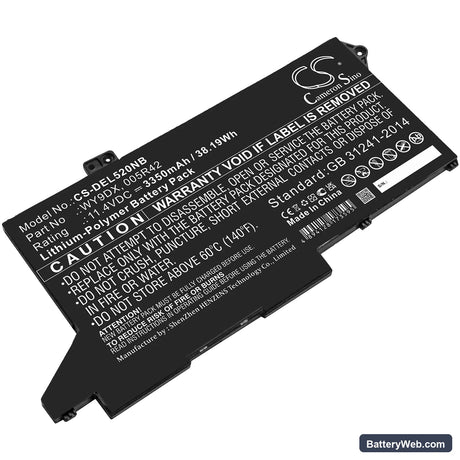 Dell Latitude 5420 Replacement Battery, 11.4V, 3350mAh, Li-Polymer 1