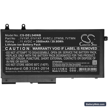 Dell Latitude 5400 Chromebook Replacement Battery, 11.4V, 3500mAh, Li-ion 5