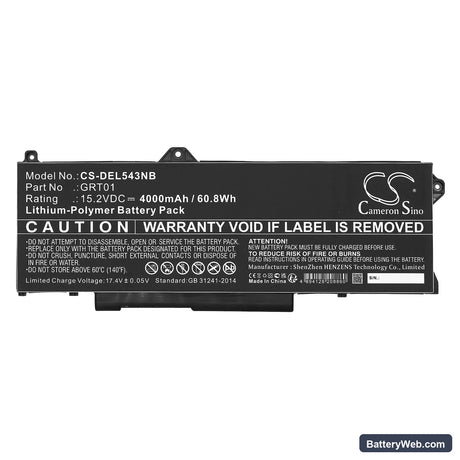 Dell Precision 15 3571 Replacement Battery, 15.2V, 4000mAh, Li-Polymer 3