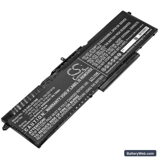 Dell Latitude 15 5501 Replacement Battery, 11.4V, 8400mAh, Li-ion 1