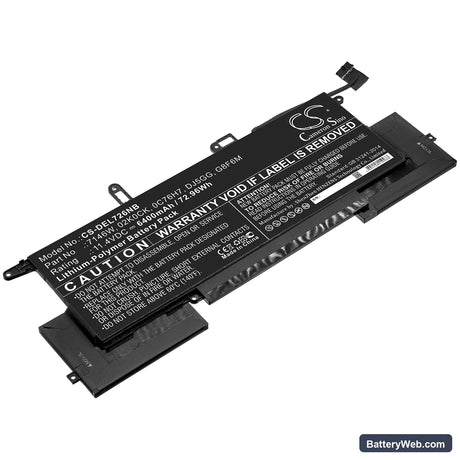 Dell Latitude E7260 Replacement Battery, 11.4V, 6400mAh, Li-Polymer 1