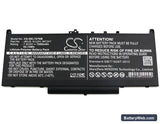 Dell Latitude 12 E7270 Replacement Battery, 7.6V, 7200mAh, Li-Polymer 3