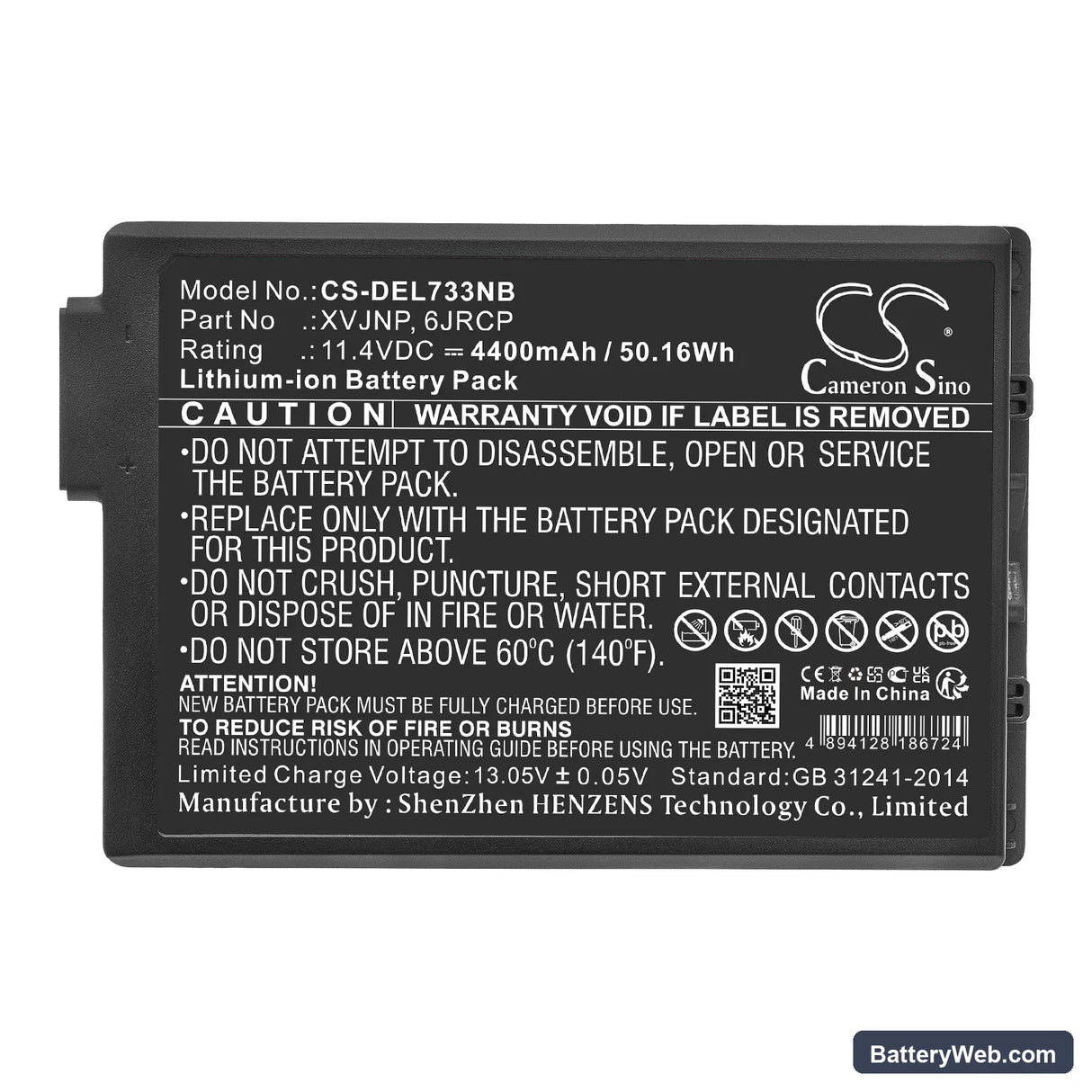 Dell Latitude 7330 Rugged Replacement Battery, 11.4V, 4400mAh, Li-ion 5