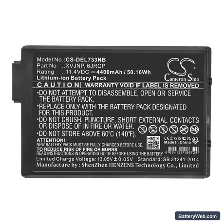 Dell Latitude 7330 Rugged Replacement Battery, 11.4V, 4400mAh, Li-ion 5