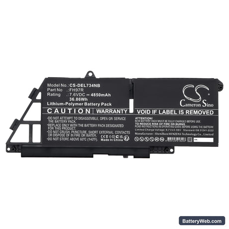 Dell Latitude 7340 Replacement Battery, 7.6V, 4850mAh, Li-Polymer 5