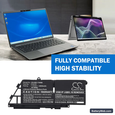 Dell Latitude 7340 Replacement Battery, 7.6V, 4850mAh, Li-Polymer 6