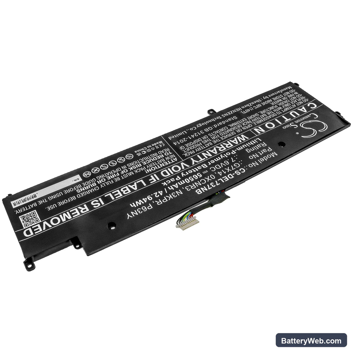 Dell Latitude E7370 Replacement Battery, 7.6V, 5650mAh, Li-Polymer 2