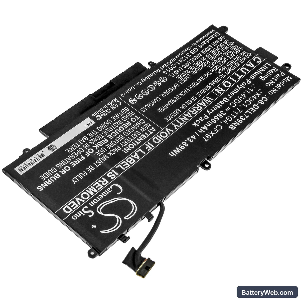 Dell Latitude 5289 2-in-1 Replacement Battery, 11.4V, 3850mAh, Li-Polymer 2