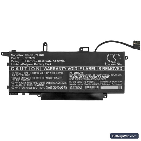 Dell Latitude 7310 2-in-1 Replacement Battery, 7.6V, 6750mAh, Li-Polymer 3