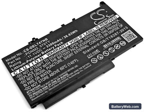 Dell Latitude E7470 Replacement Battery, 11.1V, 3300mAh, Li-Polymer 1