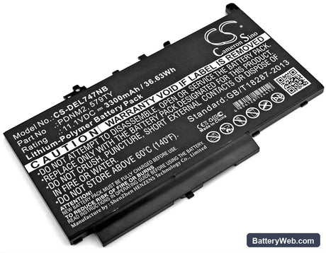 Dell Latitude E7470 Replacement Battery, 11.1V, 3300mAh, Li-Polymer 1