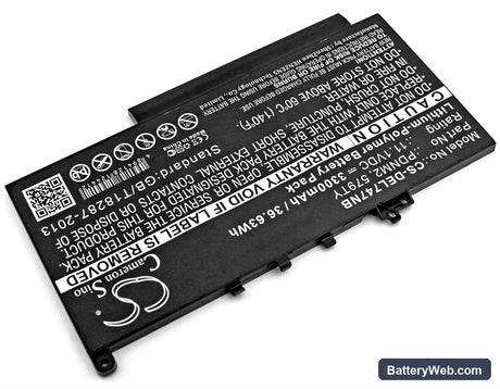 Dell Latitude E7470 Replacement Battery, 11.1V, 3300mAh, Li-Polymer 2