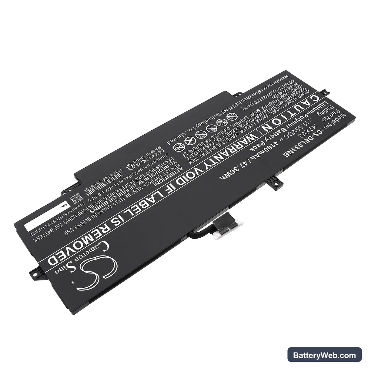 Dell Latitude 9330 Replacement Battery, 11.55V, 4100mAh, Li-Polymer 2