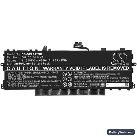 Dell Latitude 9420 2-in-1 Replacement Battery, 11.55V, 4800mAh, Li-Polymer 3