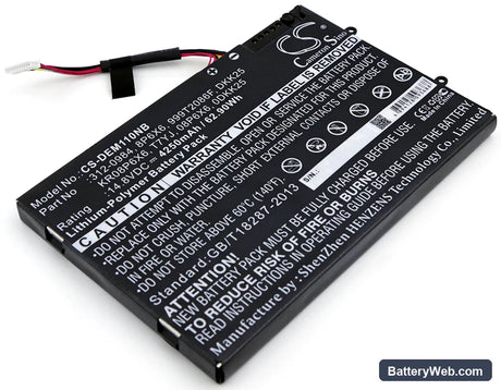 Dell Alienware M11x Replacement Battery, 14.8V, 4250mAh, Li-Polymer 1