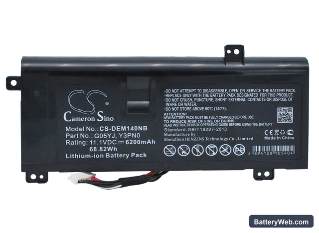 Dell Alienware M14X R3 Replacement Battery, 11.1V, 6200mAh, Li-ion 1